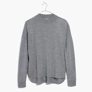Madewell Mockneck Boxy Pullover Sweater Womens Gray 100% Merino Wool Small